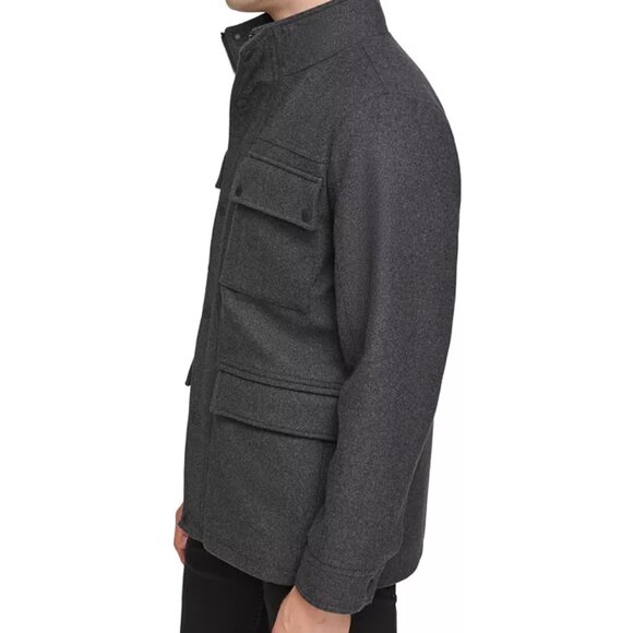 NEW GUESS Wool Blend Water Repellant Jacket Charcoal for men 462tn - Picture 3 of 7